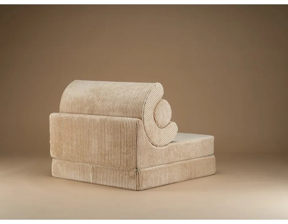 Fotoliu pentru copii maro deschis cu tapițerie din catifea reiată Flipster – Wigiwama