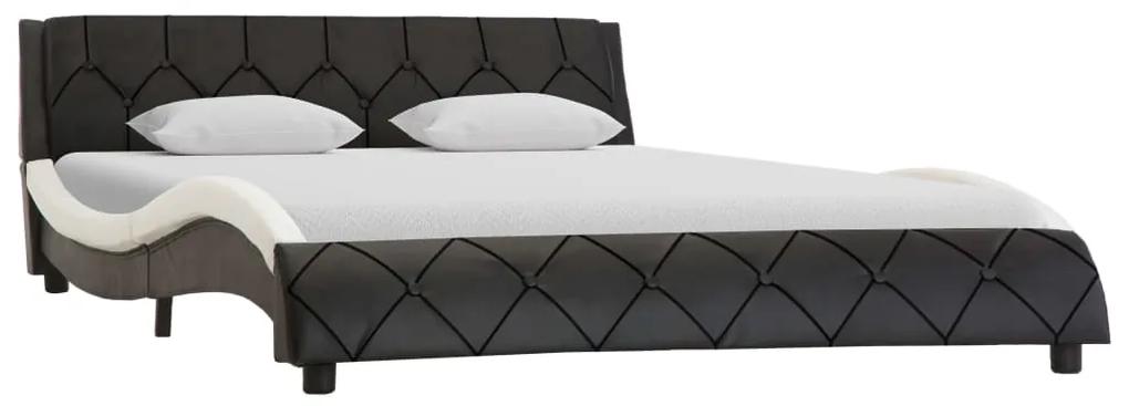 Cadru de pat, negru si alb, 160 x 200 cm, piele ecologica Alb si negru, 160 x 200 cm