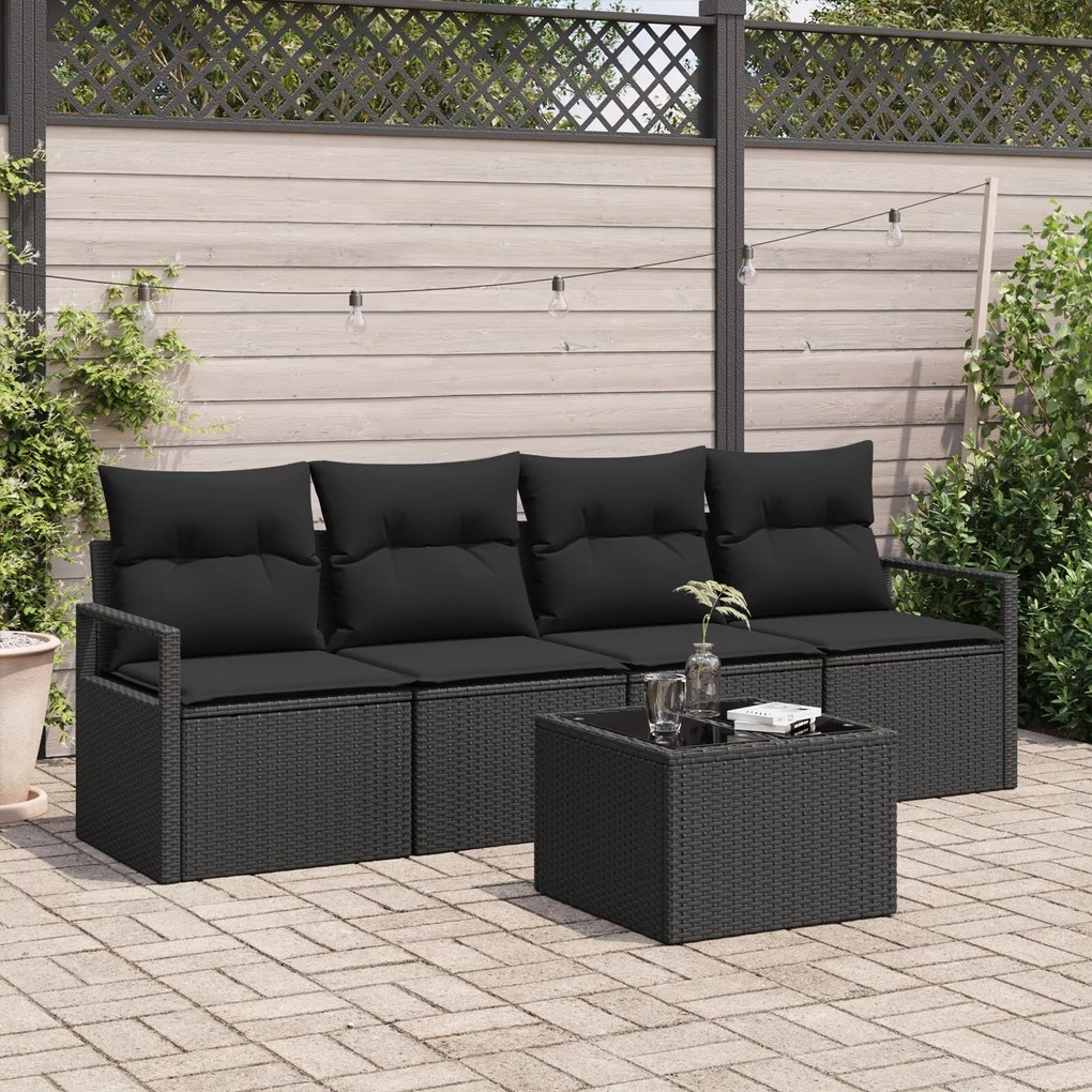 vidaXL Set de canapele pentru grădină 5 pcs Negru 55 x 55 x 37 cm