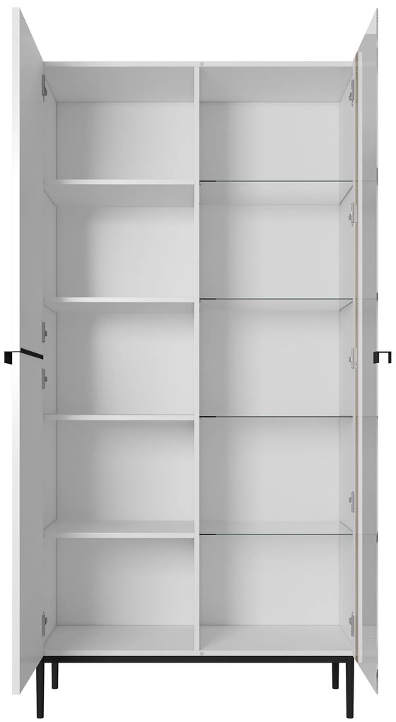 Vitrină Nicole 100 cm - alb mat / picioare negre