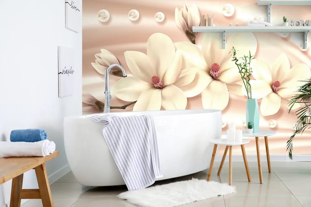 Tapet autoadeziv magnolie de lux cu perle