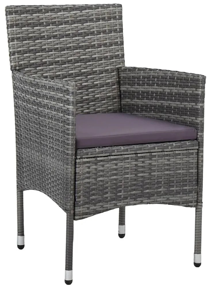 Set mobilier de gradina, 11 piese, gri, poliratan