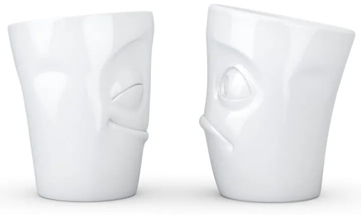 Set 2 căni din porțelan 58products Cheery &amp; Baffled, alb