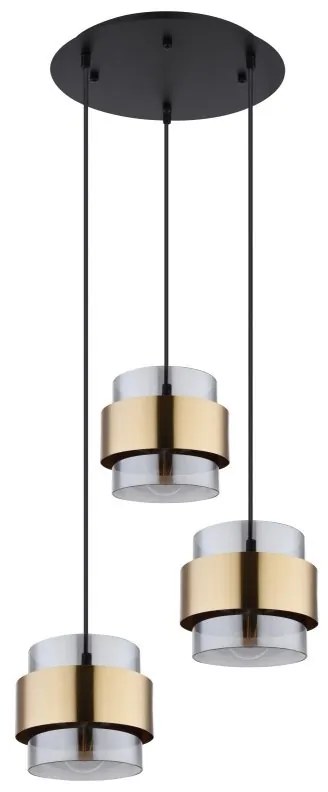 Lustra cu 3 pendule design modern MILLEY negru, auriu