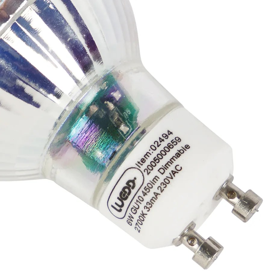 Set de 6 becuri LED GU10 reglabile 6W 450lm 2700K