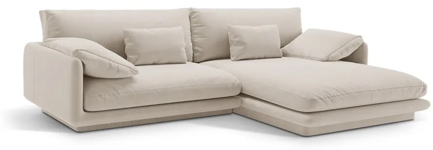 Colțar alb cu tapițerie din catifea (cu colț pe partea dreaptă/cu șezlong) Torino – Micadoni