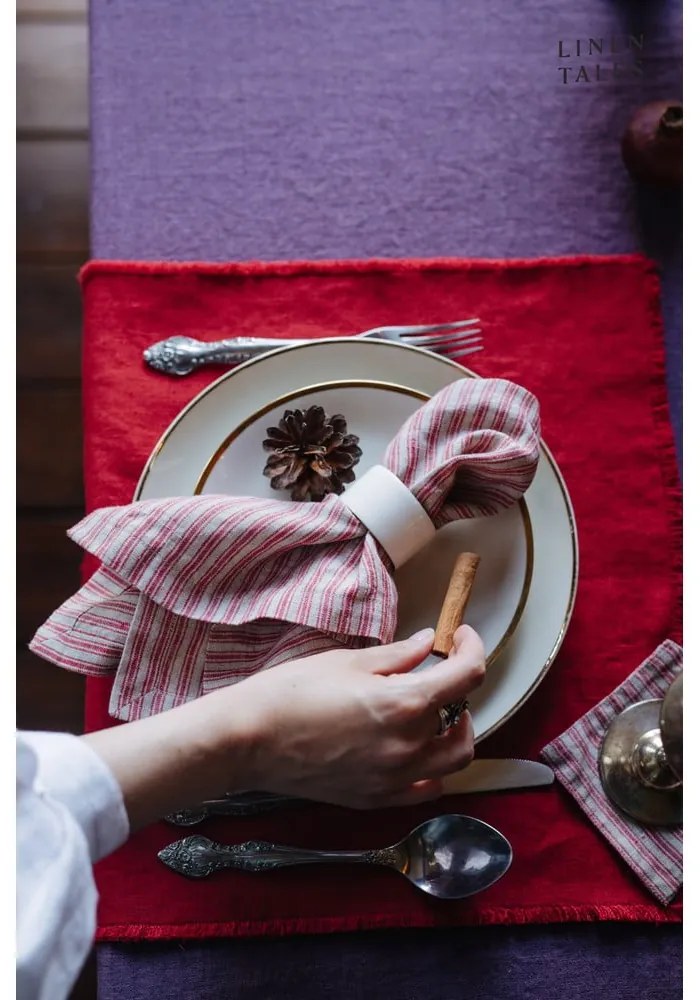 Suporturi pahare din in roz 4 buc. – Linen Tales