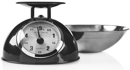 Cântar retro de bucătărie cu bol negru Nedis KASC110BK