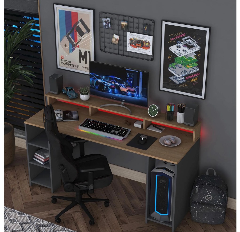 Masă PC Sikine 5 (nuc + antracit). 1095021