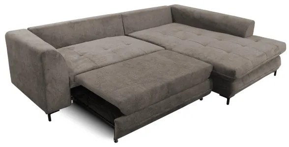 Colțar extensibil LAGOA, formă în L, cu spațiu de depozitare, pe partea dreaptă, taupe/gri