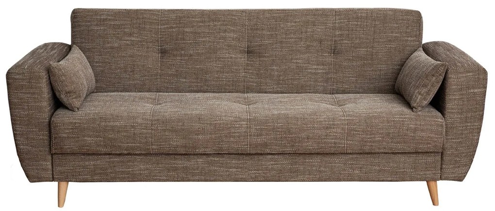Canapea SIENA extensibila, 3 locuri, cu arcuri si lada depozitare, maro inchis, 230x87x92 cm
