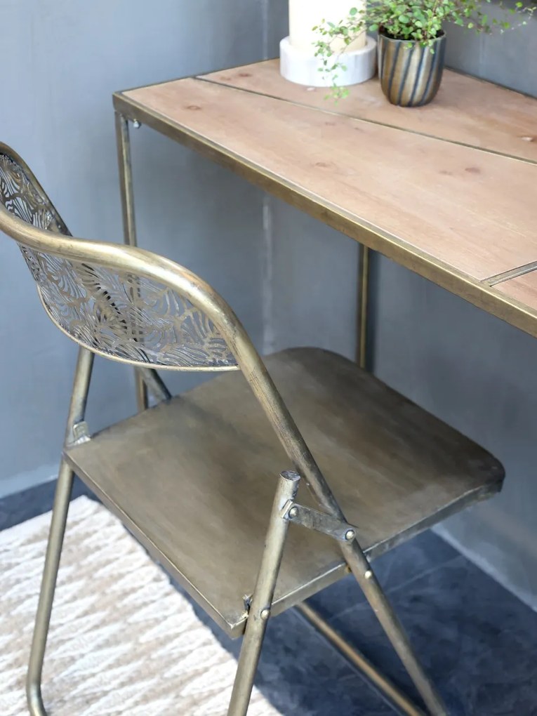 Scaun dining pliant auriu cu model antique brass Arles