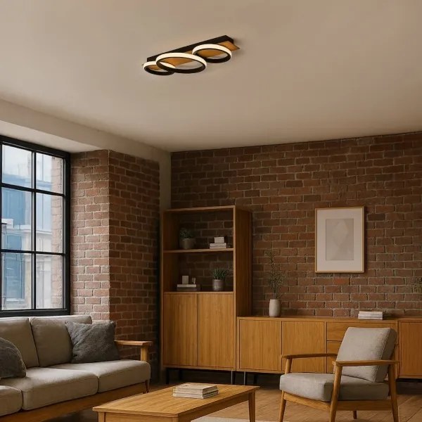 Plafonieră LED ROWENA, 18W, 230V, negru/maro