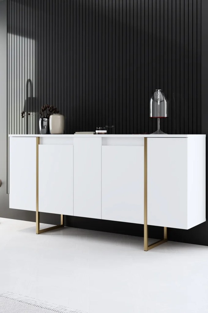 Set mobila sufragerie Luxe Alb 160x35x80 cm