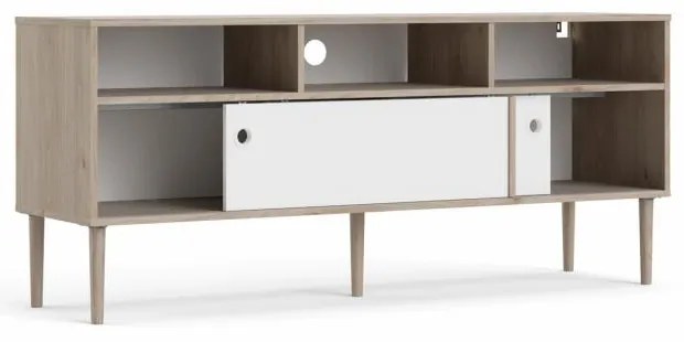 Comoda TV in decor de stejar Jackson Hickory Culoare alba, ELISEO