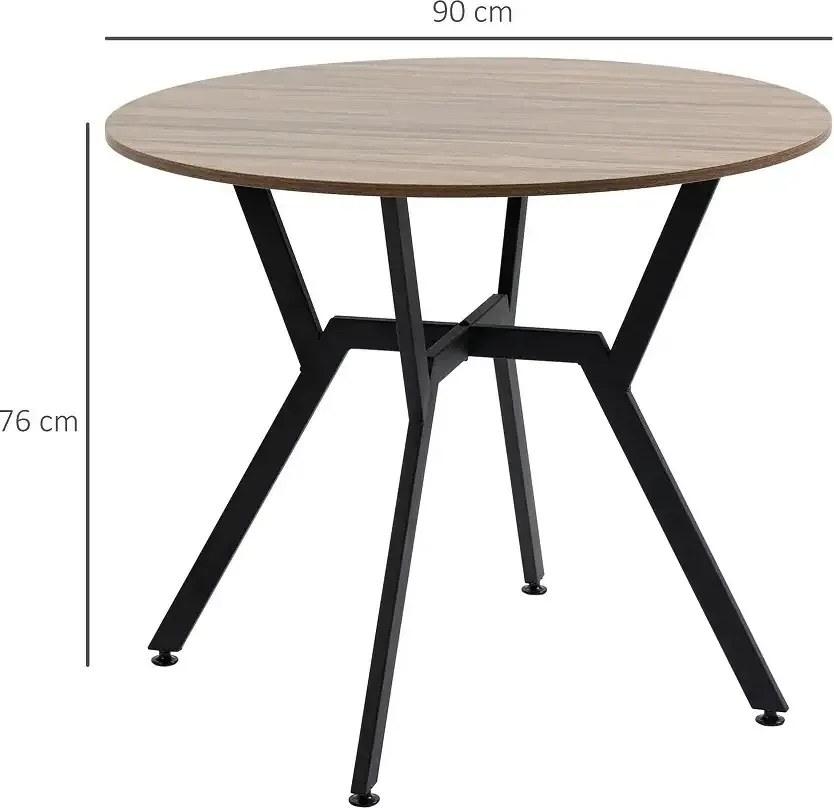 Masa rotunda de bucatarie Agatha, picior de masă din metal, blat 90 cm