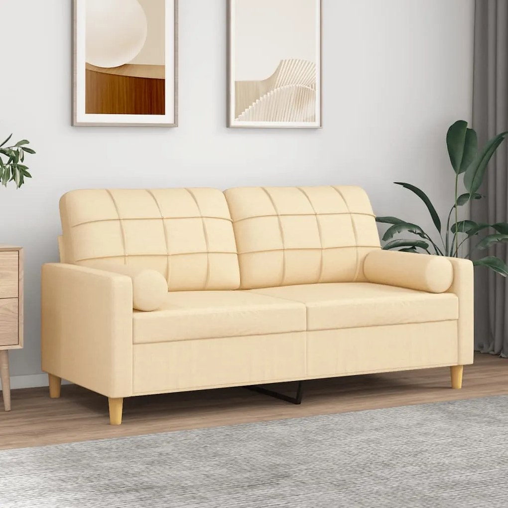 3152921 vidaXL Canapea cu 2 locuri cu perne&pernuțe crem 140 cm textil