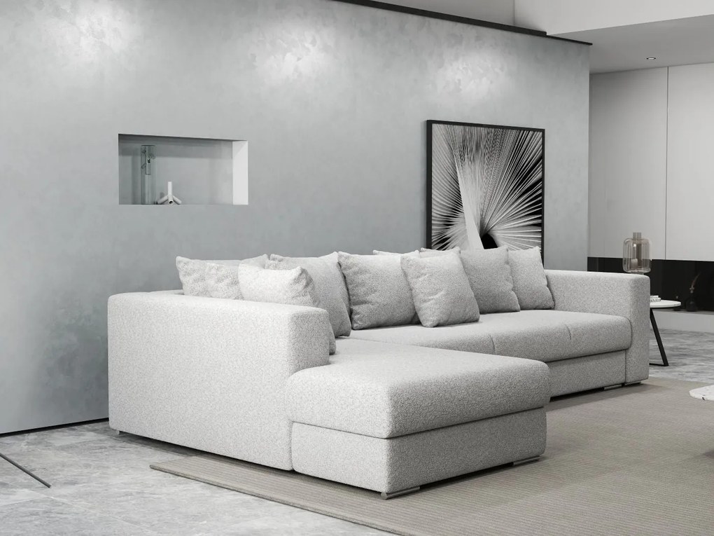 Colțar extensibil dumonde cu ladă de depozitare si sezut confortabil din spuma high-density, Gloria Euphoria Dove 320x183 cm