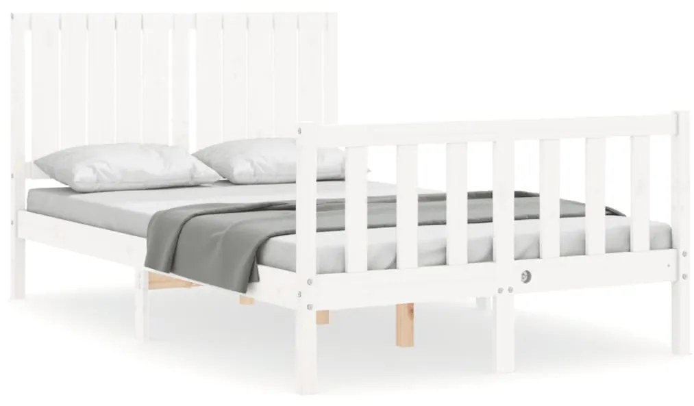 3192917 vidaXL Cadru de pat cu tăblie dublu mic, lemn masiv