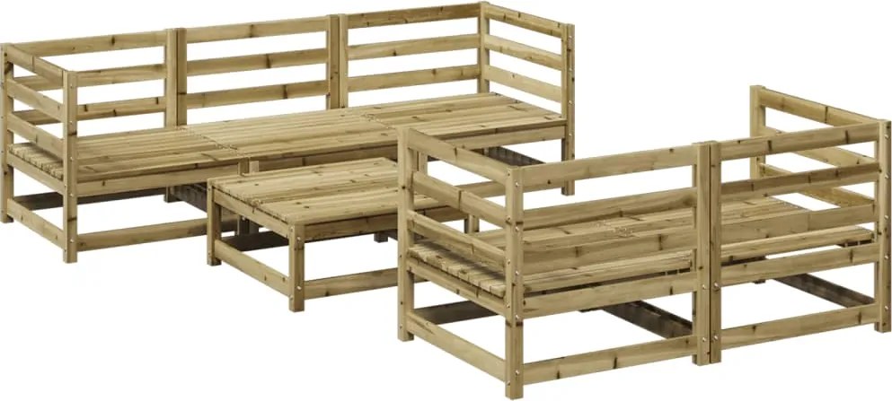 vidaXL Set canapea de grădină, 6 piese, lemn de pin tratat