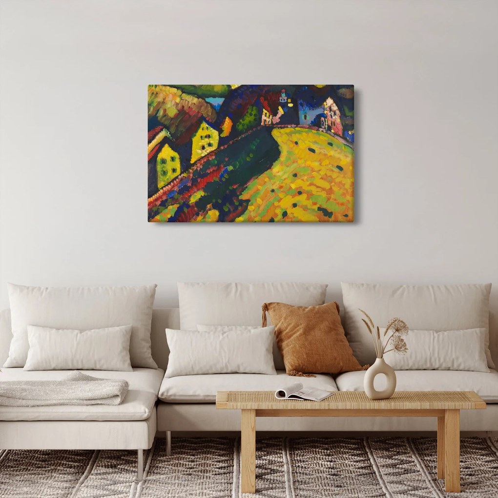Tablou - Vasily Kandinsky, Houses at Murnau, reproducere (90x60 cm)