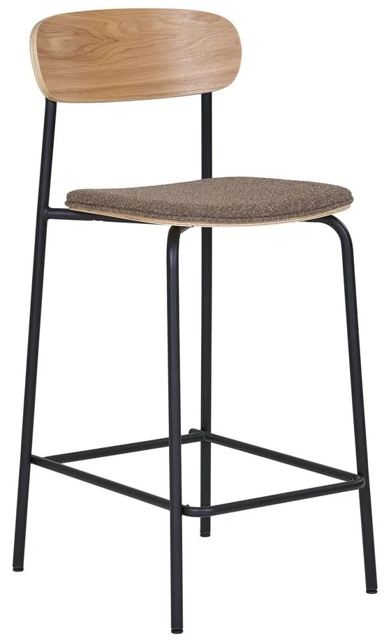 Scaun de bar negru/maro stivuibil cu aspect de lemn de frasin (înălțime șezut 66 cm) Estepona – House Nordic