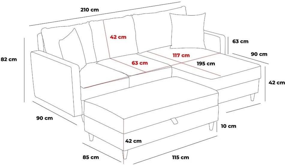 Colțar gri antracit (colț pe partea stângă ) Eva – Balcab Home