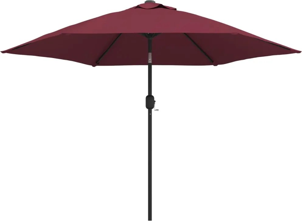 vidaXL Umbrelă de soare cu LED-uri și stâlp oțel, roșu bordo, 300 cm