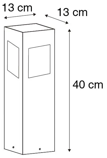 Lampă de podea pentru exterior neagră 40 cm cu lumină reglabilă și senzor solar - Charlotte
