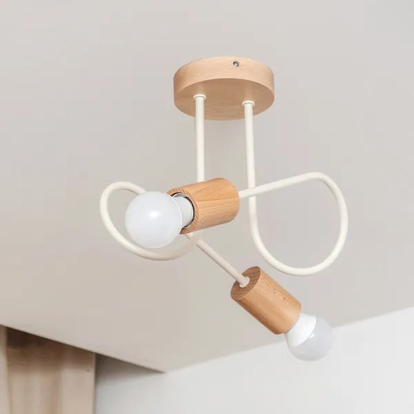 Lustru aplicat OXFORD 2xE27/15W/230V lemn de pin/crem