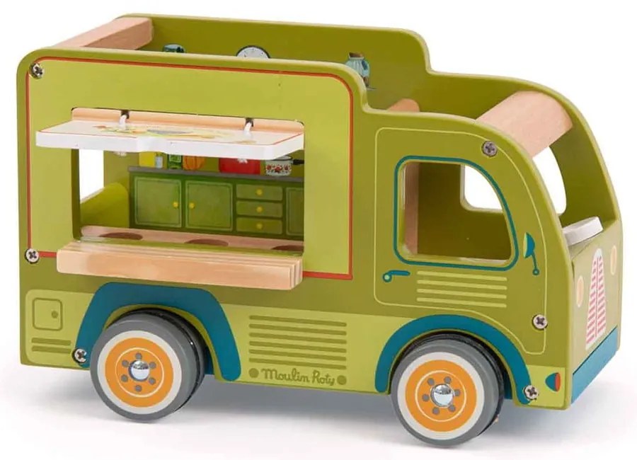 Mașinuță din lemn La Grande Famille Food Truck – Moulin Roty