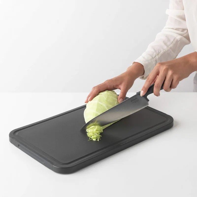 Cutit de bucatar Brabantia Tasty+ 1001163, 20 cm, Otel calit, Rezistent la zgarieturi si coroziune, Gri inchis
