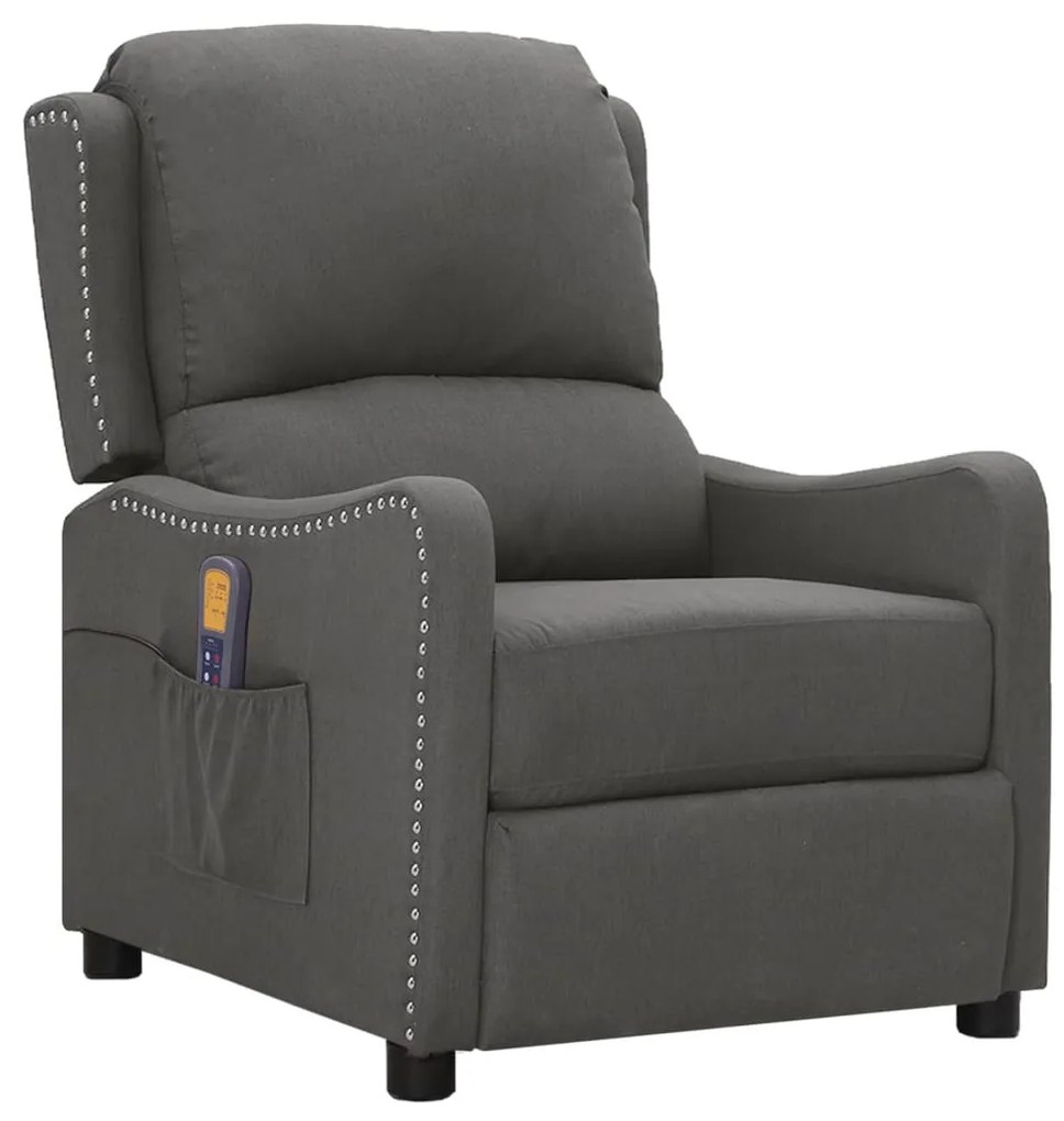 3093406 vidaXL Fotoliu de masaj cu ridicare, gri închis, textil