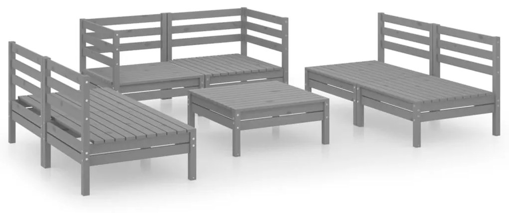 3082559 vidaXL Set mobilier de grădină, 7 piese, gri, lemn masiv de pin