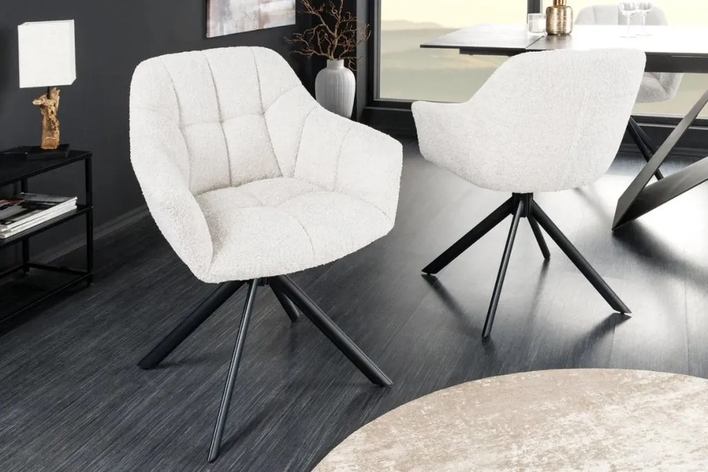 Set 2 scaune pivotante Papillon, boucle alb