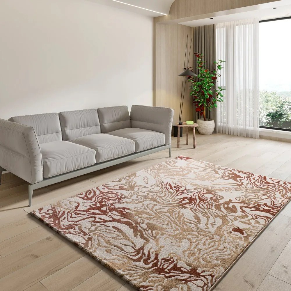 Covor bej/teracotă 133x190 cm Astra – Universal