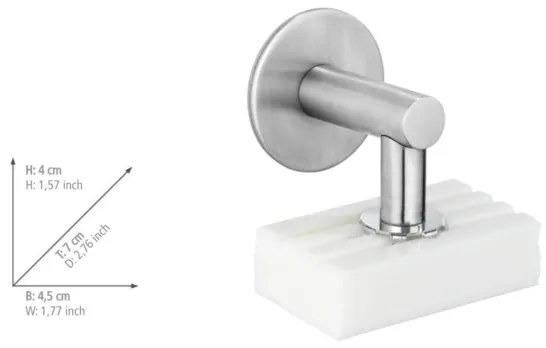 WENKO 24971100-Suport pentru săpun TURBO-LOC 4,5x7 cm argintiu