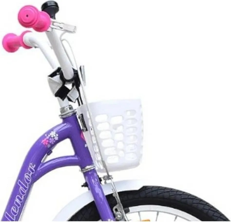 Bicicleta pentru copii NOVOKIDS™ Splend'Or Boom PRO Edition, Cu cosulet pentru papusi, Roti 14" inch, Maxim 50 kg, Cadru din otel, Roti ajutatoare