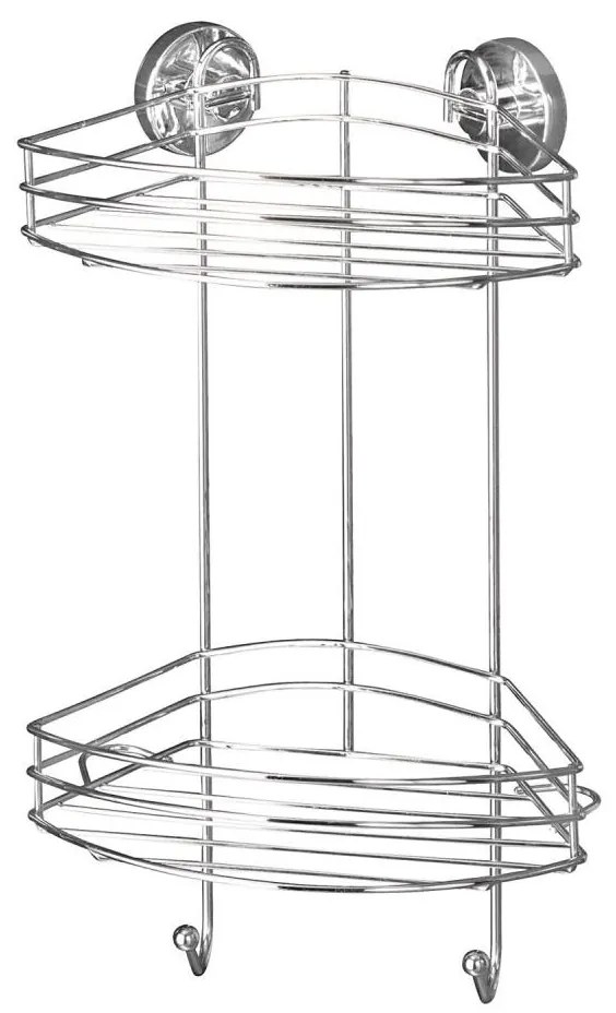 WENKO 20885100 - Raft de colț VACUUM-LOC RUND, oțel rotund, 24,5 x 41 cm, crom lucios