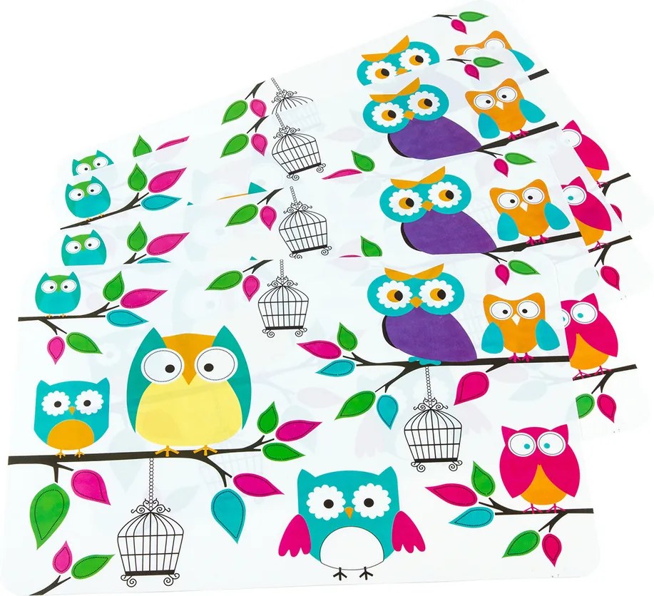 Suport farfurie Bufniţe, 30 x 45 cm, set 4 buc.
