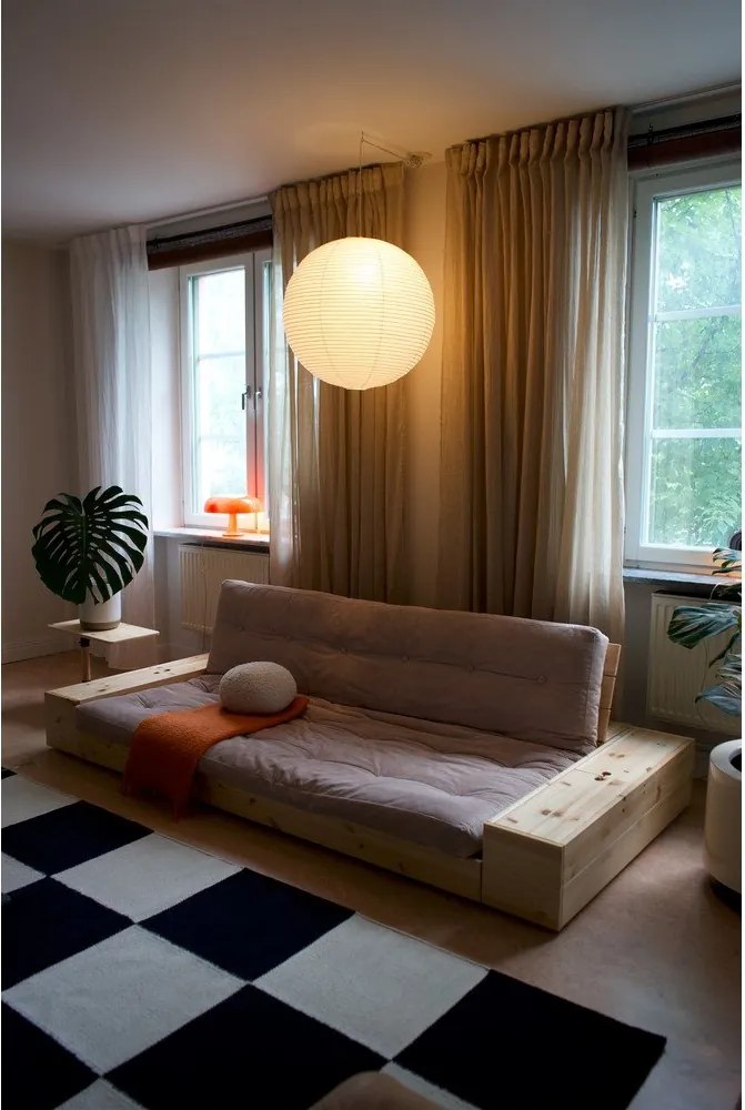 Canapea galben-muștar-maro deschis extensibilă cu tapițerie din catifea reiată 244 cm Base – Karup Design