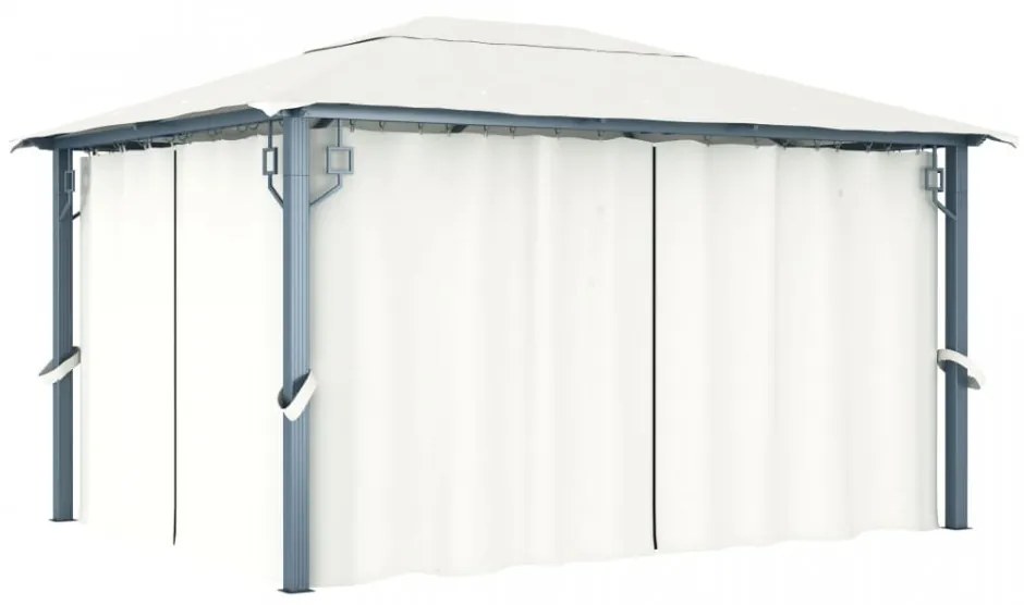 Pavilion cu perdele, crem, 400 x 300 cm, aluminiu