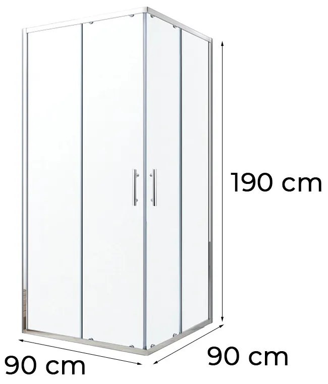 Cabină de duș pătrată Soul 90x90 cm fără tavă