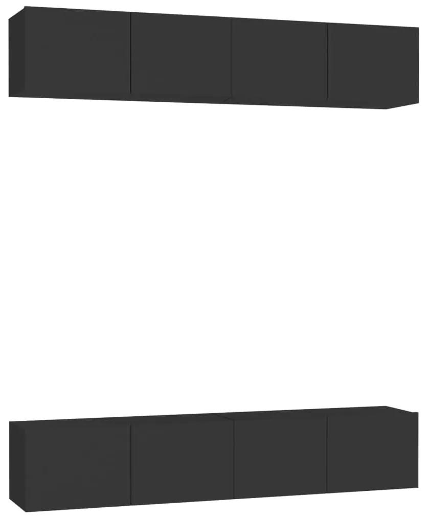 3078745 vidaXL Dulapuri TV, 4 buc., negru, 80x30x30 cm, lemn prelucrat