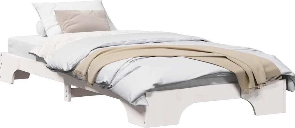 vidaXL Cadru de pat Alb 90 x 200 cm Lemn de pin masiv