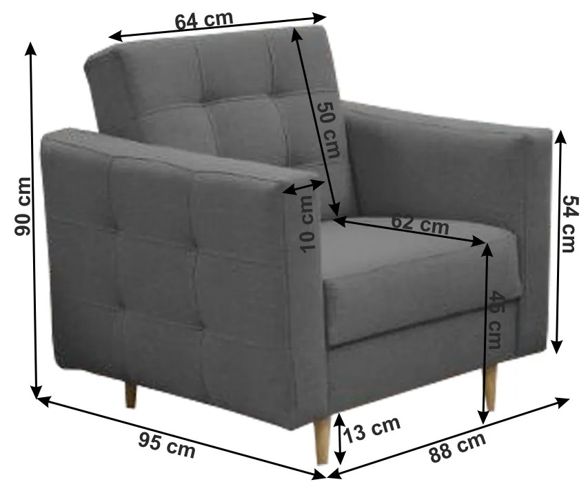 Canapea tapiţată 3+1+1, material textil gri închis, AMEDIA