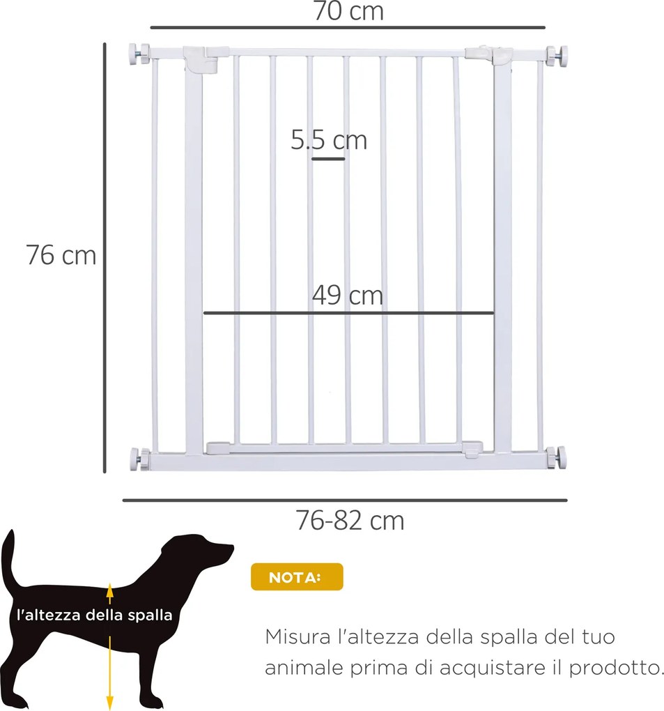 Poarta de Siguranta PawHut pentru Copii si Animale de Companie Alb 76-82x76cm | Aosom Romania