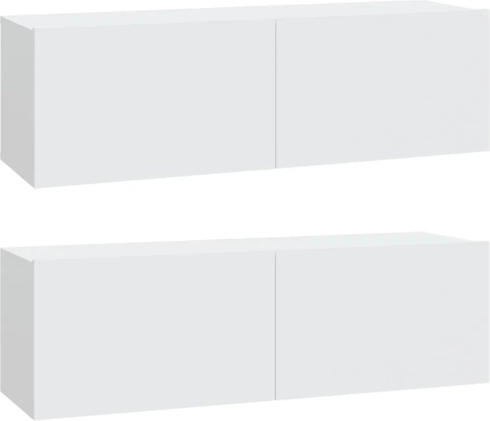 vidaXL Dulapuri TV de perete 2 buc. alb 100x30x30 cm lemn compozit