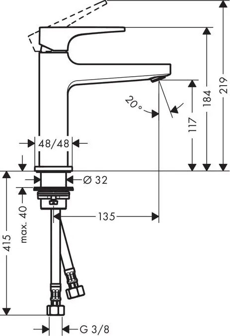 Baterie lavoar Hansgrohe Metropol 110, ventil push-open, crom - 32507000