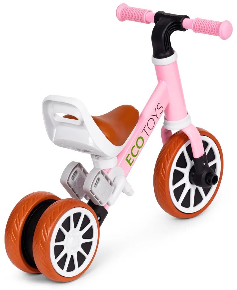 Triciclu jogging biciclete cu pedale 2 în 1 roz